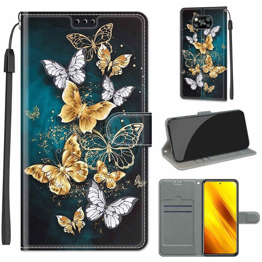 For Xiaomi Poco X3 NFC Voltage Coloured Drawing Magnetic Clasp Horizontal Flip PU Leather Case with Holder & Card Slots(C20 Gold Silver Flying Butterflies) - Xiaomi Cases by buy2fix | Online Shopping UK | buy2fix