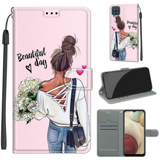 For Samsung Galaxy A12 / M12 Voltage Colored Drawing Magnetic Clasp Horizontal Flip PU Leather Case with Holder & Card Slots(C09 Hug Flower) by buy2fix