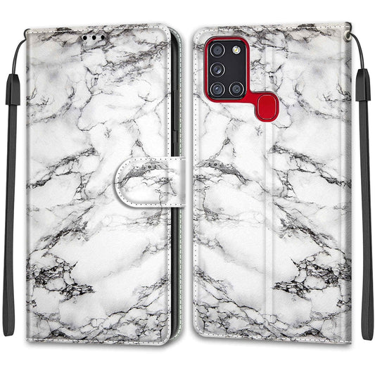 For Samsung Galaxy A21s Voltage Colored Drawing Magnetic Clasp Horizontal Flip PU Leather Case with Holder & Card Slots(C01 White Marble) by buy2fix