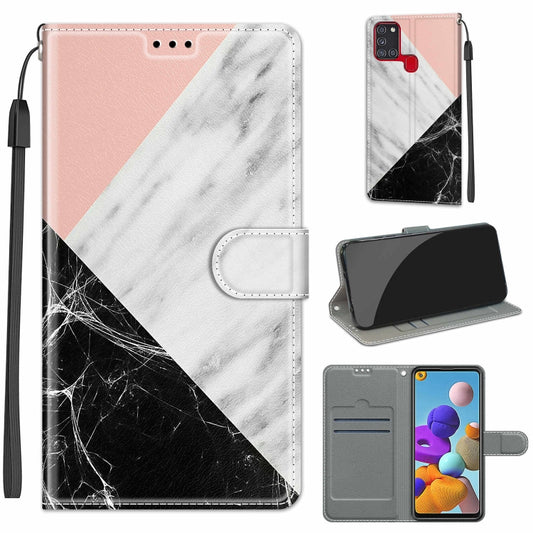 For Samsung Galaxy A21s Voltage Colored Drawing Magnetic Clasp Horizontal Flip PU Leather Case with Holder & Card Slots(C07 Pink White Black) by buy2fix
