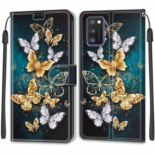 For Samsung Galaxy A41 EU Version Voltage Colored Drawing Magnetic Clasp Horizontal Flip PU Leather Case with Holder & Card Slots(C20 Gold Silver Flying Butterflies) by buy2fix
