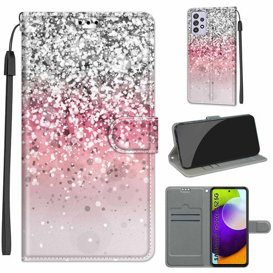 For Samsung Galaxy A52 5G Voltage Colored Drawing Magnetic Clasp Horizontal Flip PU Leather Case with Holder & Card Slots(C13 Silver Pink Glitter) by buy2fix
