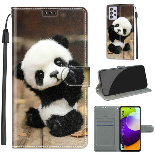 For Samsung Galaxy A52 5G Voltage Colored Drawing Magnetic Clasp Horizontal Flip PU Leather Case with Holder & Card Slots(C18 Wood Board Panda) by buy2fix