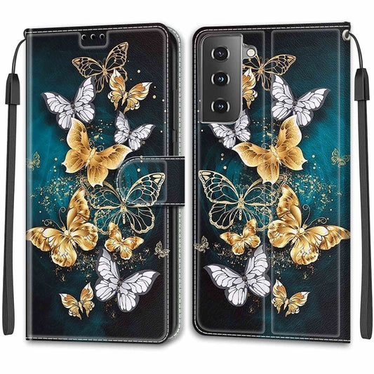 For Samsung Galaxy S21 5G Voltage Colored Drawing Magnetic Clasp Horizontal Flip PU Leather Case with Holder & Card Slots(C20 Gold Silver Flying Butterflies) - Galaxy S21 5G Cases by buy2fix | Online Shopping UK | buy2fix