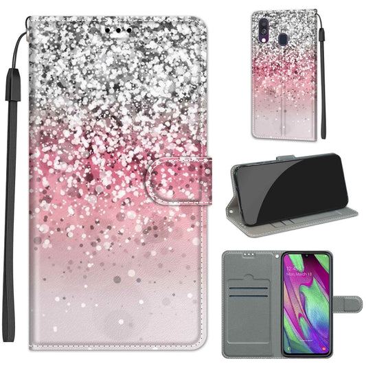 For Samsung Galaxy A40 Voltage Colored Drawing Magnetic Clasp Horizontal Flip PU Leather Case with Holder & Card Slots(C13 Silver Pink Glitter) by buy2fix