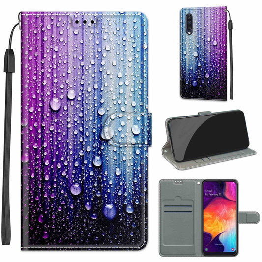 For Samsung Galaxy A50 Voltage Colored Drawing Magnetic Clasp Horizontal Flip PU Leather Case with Holder & Card Slots(C05 Purple Blue Water Drops) by buy2fix