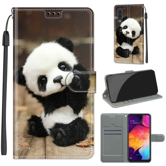 For Samsung Galaxy A50 Voltage Colored Drawing Magnetic Clasp Horizontal Flip PU Leather Case with Holder & Card Slots(C18 Wood Board Panda) by buy2fix