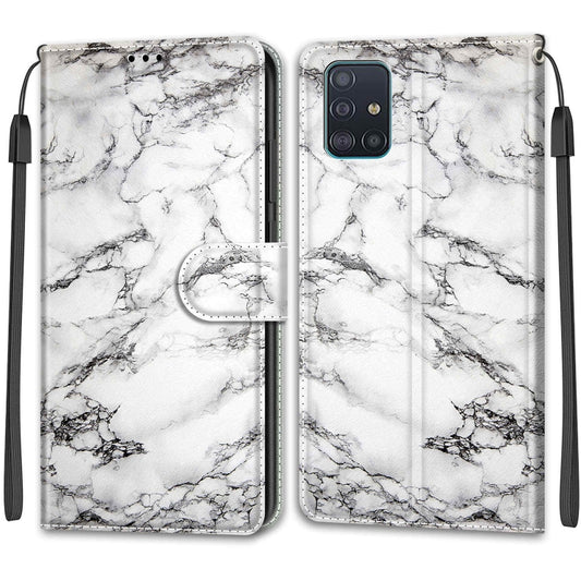 For Samsung Galaxy A51 Voltage Colored Drawing Magnetic Clasp Horizontal Flip PU Leather Case with Holder & Card Slots(C01 White Marble) by buy2fix