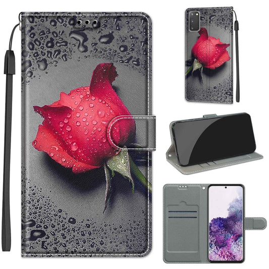 For Samsung Galaxy S20 Voltage Colored Drawing Magnetic Clasp Horizontal Flip PU Leather Case with Holder & Card Slots(C14 Black Water Drop Rose) by buy2fix