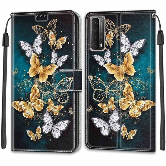 For Huawei P Smart 2021 / Y7a Voltage Colored Drawing Magnetic Clasp Horizontal Flip PU Leather Case with Holder & Card Slots(C20 Gold Silver Flying Butterflies) - Huawei Cases by AutSpace | Online Shopping UK | buy2fix