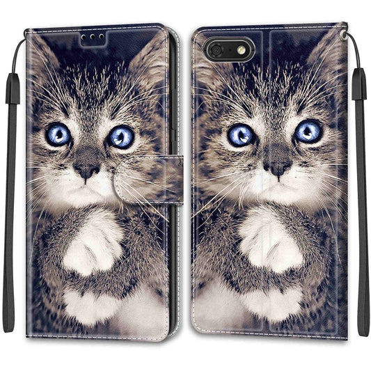 For Huawei Y5 2018 / Honor Play 7 Voltage Colored Drawing Magnetic Clasp Horizontal Flip PU Leather Case with Holder & Card Slots(C02 Fork Hand White Claw Cat) - Honor Cases by buy2fix | Online Shopping UK | buy2fix
