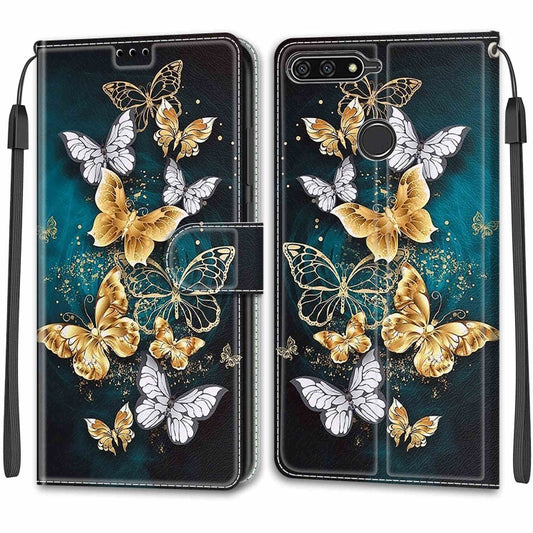 For Huawei Y6 2018 / Honor 7A Voltage Colored Drawing Magnetic Clasp Horizontal Flip PU Leather Case with Holder & Card Slots(C20 Gold Silver Flying Butterflies) - Honor Cases by buy2fix | Online Shopping UK | buy2fix