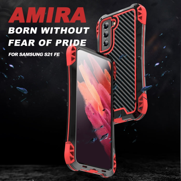 For Samsung Galaxy S21 FE R-JUST AMIRA Shockproof Dustproof Waterproof Metal Protective Case(Red) - Galaxy Phone Cases by R-JUST | Online Shopping UK | buy2fix
