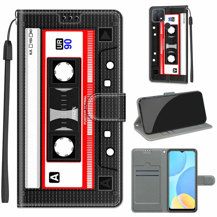 For OPPO A15 / A15s Voltage Coloured Drawing Magnetic Clasp Horizontal Flip PU Leather Case with Holder & Card Slots(C10 Black Red Tape) by buy2fix