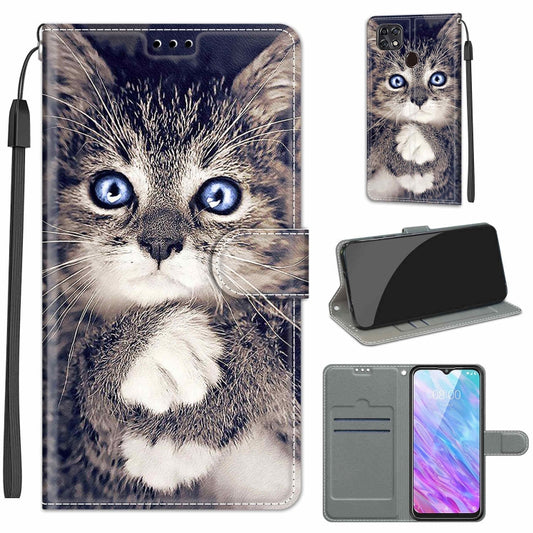 For ZTE Blade 20 Smart Voltage Coloured Drawing Magnetic Clasp Horizontal Flip PU Leather Case with Holder & Card Slots(C02 Fork Hand White Claw Cat) - ZTE Cases by buy2fix | Online Shopping UK | buy2fix