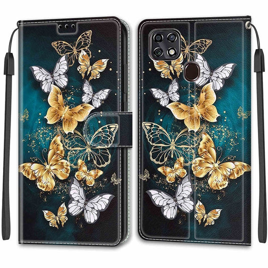 For ZTE Blade 20 Smart Voltage Coloured Drawing Magnetic Clasp Horizontal Flip PU Leather Case with Holder & Card Slots(C20 Gold Silver Flying Butterflies) - ZTE Cases by buy2fix | Online Shopping UK | buy2fix