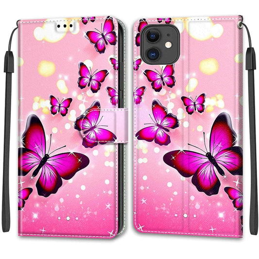 For iPhone 11 Voltage Colored Drawing Magnetic Clasp Horizontal Flip PU Leather Case with Holder & Card Slots (C03 Gradient Pink Flying Butterflies) - iPhone 11 Cases by buy2fix | Online Shopping UK | buy2fix