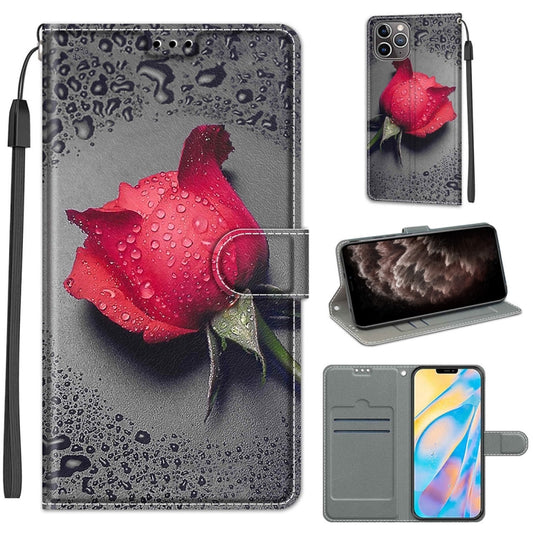 For iPhone 11 Pro Max Voltage Colored Drawing Magnetic Clasp Horizontal Flip PU Leather Case with Holder & Card Slots (C14 Black Water Drop Rose) - iPhone 11 Pro Max Cases by buy2fix | Online Shopping UK | buy2fix