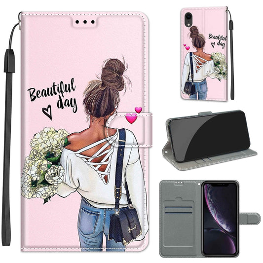 For iPhone XR Voltage Colored Drawing Magnetic Clasp Horizontal Flip PU Leather Case with Holder & Card Slots(C09 Hug Flower) - More iPhone Cases by buy2fix | Online Shopping UK | buy2fix