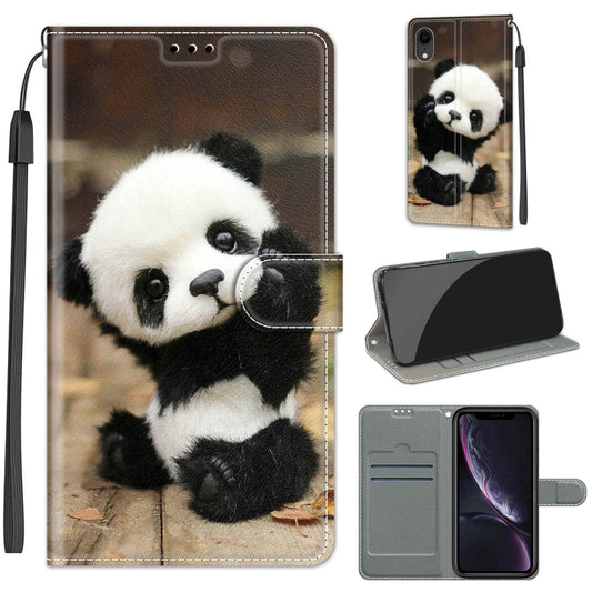 For iPhone XR Voltage Colored Drawing Magnetic Clasp Horizontal Flip PU Leather Case with Holder & Card Slots(C18 Wood Board Panda) - More iPhone Cases by buy2fix | Online Shopping UK | buy2fix