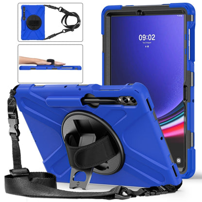 For Samsung Galaxy Tab S7 FE T730 / S7+ / S9+ /S8+ Silicone + PC Protective Case with Holder & Shoulder Strap(Blue) - Other Galaxy Tab PC by buy2fix | Online Shopping UK | buy2fix