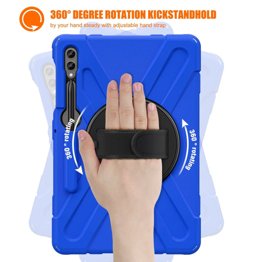For Samsung Galaxy Tab S7 FE T730 / S7+ / S9+ /S8+ Silicone + PC Protective Case with Holder & Shoulder Strap(Blue) - Other Galaxy Tab PC by buy2fix | Online Shopping UK | buy2fix