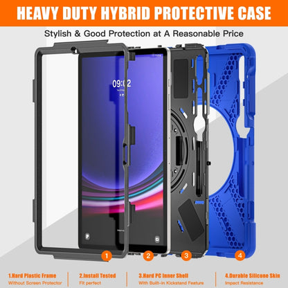 For Samsung Galaxy Tab S7 FE T730 / S7+ / S9+ /S8+ Silicone + PC Protective Case with Holder & Shoulder Strap(Blue) - Other Galaxy Tab PC by buy2fix | Online Shopping UK | buy2fix