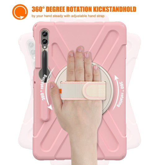 For Samsung Galaxy Tab S7 FE T730 / S7+ / S9+ /S8+ Silicone + PC Protective Case with Holder & Shoulder Strap(Rose Gold) - Other Galaxy Tab PC by buy2fix | Online Shopping UK | buy2fix
