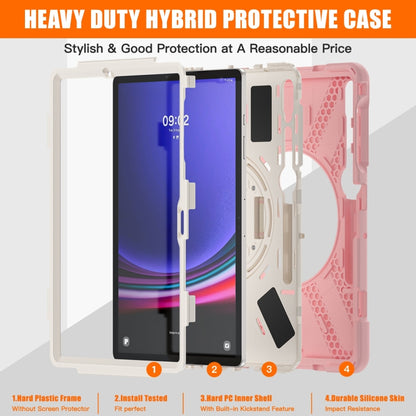 For Samsung Galaxy Tab S7 FE T730 / S7+ / S9+ /S8+ Silicone + PC Protective Case with Holder & Shoulder Strap(Rose Gold) - Other Galaxy Tab PC by buy2fix | Online Shopping UK | buy2fix