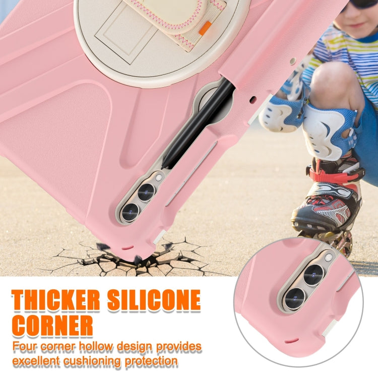 For Samsung Galaxy Tab S7 FE T730 / S7+ / S9+ /S8+ Silicone + PC Protective Case with Holder & Shoulder Strap(Rose Gold) - Other Galaxy Tab PC by buy2fix | Online Shopping UK | buy2fix