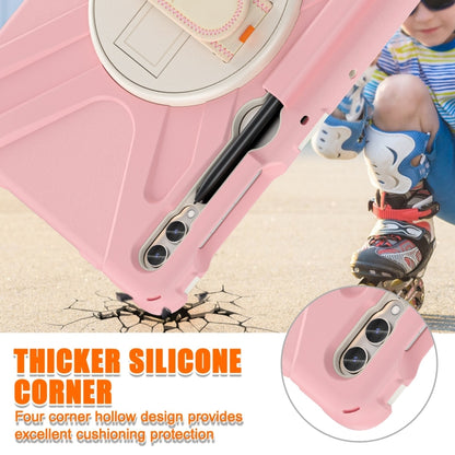 For Samsung Galaxy Tab S7 FE T730 / S7+ / S9+ /S8+ Silicone + PC Protective Case with Holder & Shoulder Strap(Rose Gold) - Other Galaxy Tab PC by buy2fix | Online Shopping UK | buy2fix