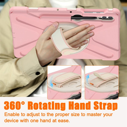 For Samsung Galaxy Tab S7 FE T730 / S7+ / S9+ /S8+ Silicone + PC Protective Case with Holder & Shoulder Strap(Rose Gold) - Other Galaxy Tab PC by buy2fix | Online Shopping UK | buy2fix