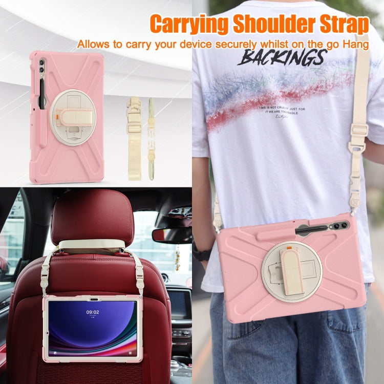 For Samsung Galaxy Tab S7 FE T730 / S7+ / S9+ /S8+ Silicone + PC Protective Case with Holder & Shoulder Strap(Rose Gold) - Other Galaxy Tab PC by buy2fix | Online Shopping UK | buy2fix