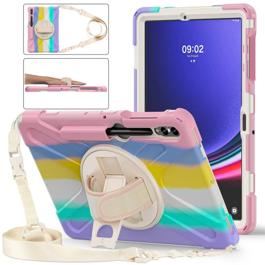 For Samsung Galaxy Tab S7 FE T730 / S7+ / S9+ /S8+ Silicone + PC Protective Case with Holder & Shoulder Strap(Colorful Pink) - Other Galaxy Tab PC by buy2fix | Online Shopping UK | buy2fix