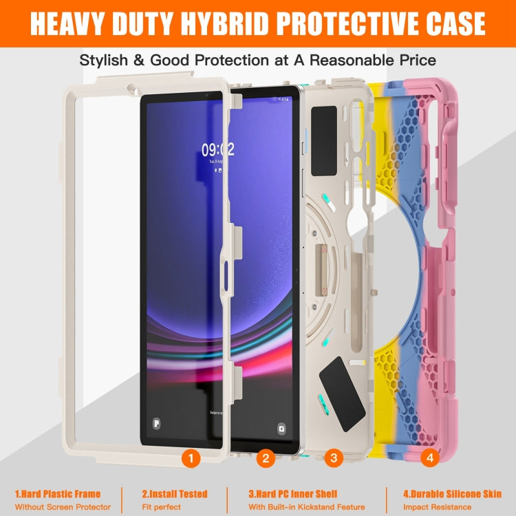 For Samsung Galaxy Tab S7 FE T730 / S7+ / S9+ /S8+ Silicone + PC Protective Case with Holder & Shoulder Strap(Colorful Pink) - Other Galaxy Tab PC by buy2fix | Online Shopping UK | buy2fix
