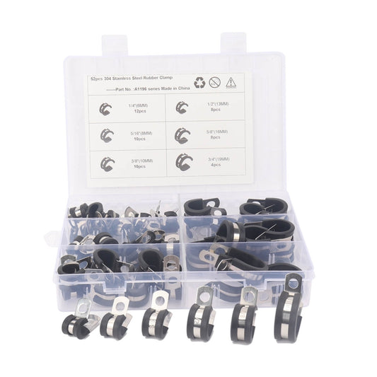 A1196 52 in 1 Car Rubber Cushion Pipe Clamps Stainless Steel Clamps - Booster Cable & Clip by buy2fix | Online Shopping UK | buy2fix