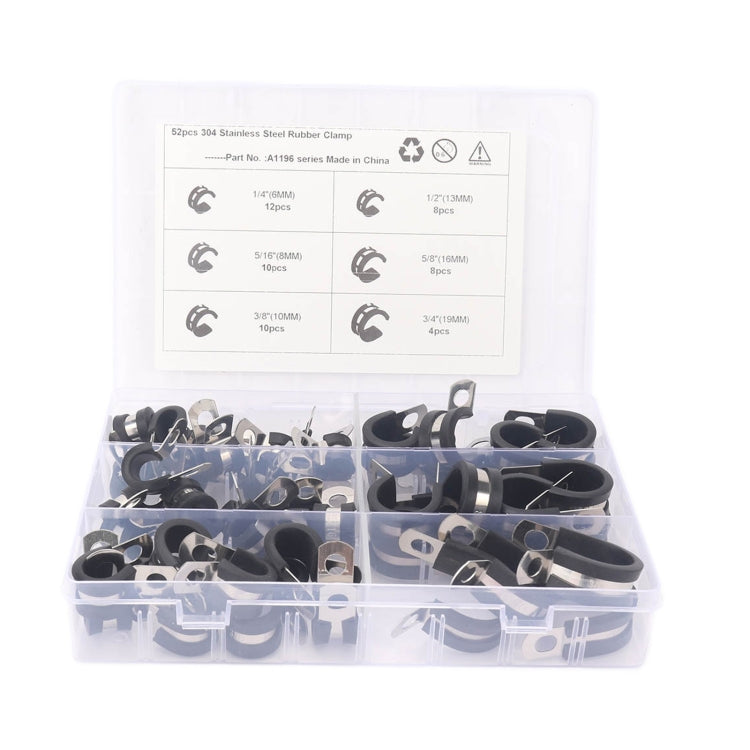 A1196 52 in 1 Car Rubber Cushion Pipe Clamps Stainless Steel Clamps - Booster Cable & Clip by buy2fix | Online Shopping UK | buy2fix