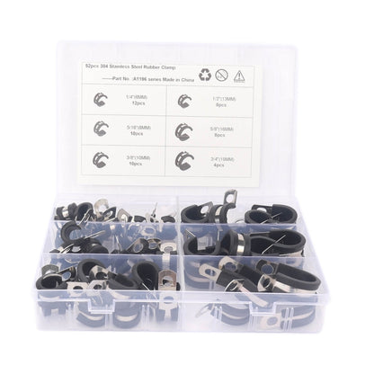 A1196 52 in 1 Car Rubber Cushion Pipe Clamps Stainless Steel Clamps - Booster Cable & Clip by buy2fix | Online Shopping UK | buy2fix
