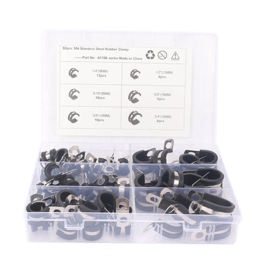A1196 52 in 1 Car Rubber Cushion Pipe Clamps Stainless Steel Clamps - Booster Cable & Clip by buy2fix | Online Shopping UK | buy2fix