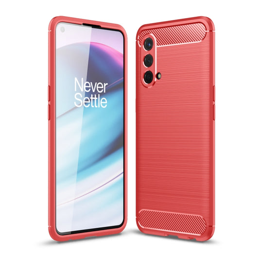 For OnePlus Nord CE 5G Brushed Texture Carbon Fiber TPU Case(Red) - OnePlus Cases by buy2fix | Online Shopping UK | buy2fix