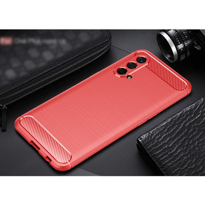 For OnePlus Nord CE 5G Brushed Texture Carbon Fiber TPU Case(Red) - OnePlus Cases by buy2fix | Online Shopping UK | buy2fix