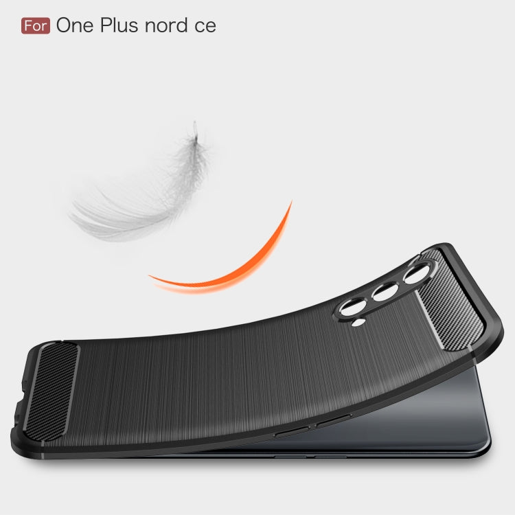 For OnePlus Nord CE 5G Brushed Texture Carbon Fiber TPU Case(Red) - OnePlus Cases by buy2fix | Online Shopping UK | buy2fix