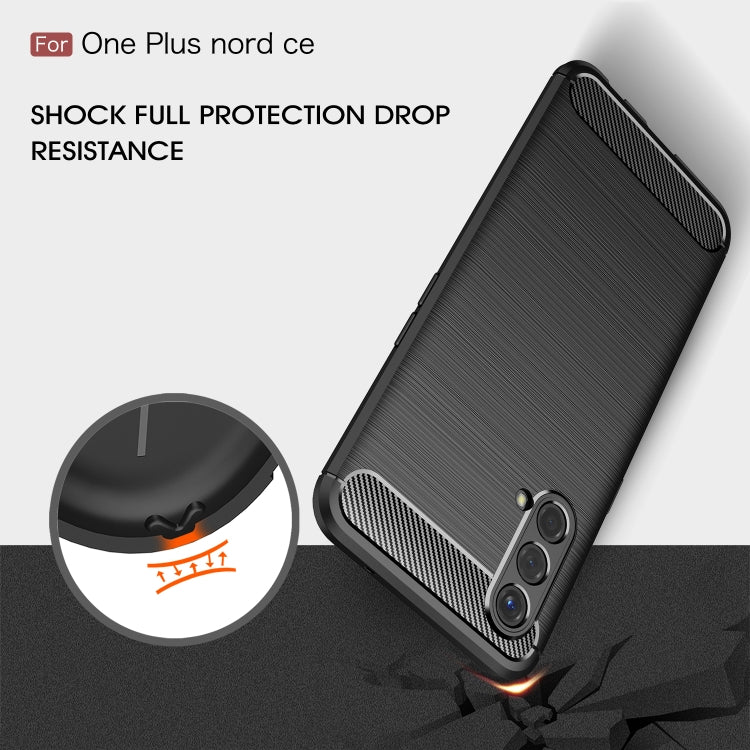 For OnePlus Nord CE 5G Brushed Texture Carbon Fiber TPU Case(Red) - OnePlus Cases by buy2fix | Online Shopping UK | buy2fix
