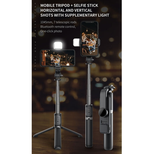 Q02S Fill Light Bluetooth Selfie Stick Tripod Mobile Phone Holder(Black) - Selfie Sticks by buy2fix | Online Shopping UK | buy2fix