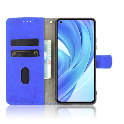 For Xiaomi Mi 11 Lite Solid Color Skin Feel Magnetic Buckle Horizontal Flip Calf Texture PU Leather Case with Holder & Card Slots & Wallet(Blue) - Xiaomi Cases by buy2fix | Online Shopping UK | buy2fix