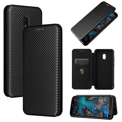 For Nokia C1 Plus Carbon Fiber Texture Horizontal Flip TPU + PC + PU Leather Case with Card Slot(Black) by buy2fix
