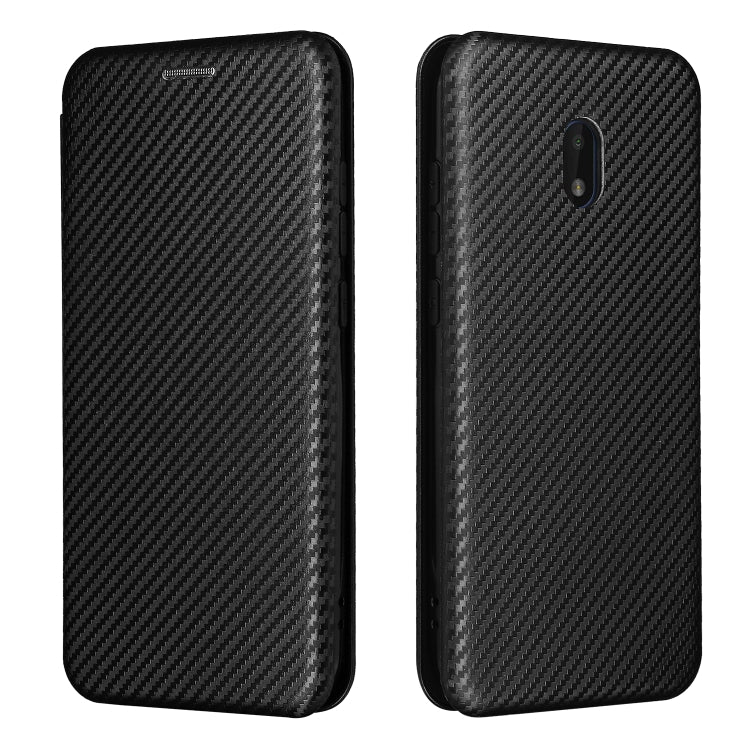 For Nokia C1 Plus Carbon Fiber Texture Horizontal Flip TPU + PC + PU Leather Case with Card Slot(Black) by buy2fix