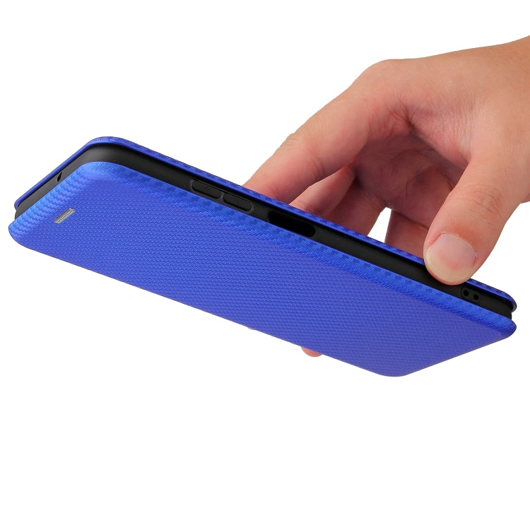 For Samsung Galaxy A03s Carbon Fiber Texture Horizontal Flip TPU + PC + PU Leather Case with Card Slot(Blue) by buy2fix
