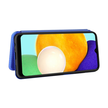 For Samsung Galaxy A03s Carbon Fiber Texture Horizontal Flip TPU + PC + PU Leather Case with Card Slot(Blue) by buy2fix