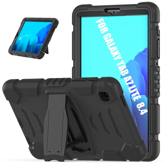For Samsung Galaxy Tab A7 Lite 8.7 inch 2021 3-Layer Protection Screen Frame + PC + Silicone Shockproof Combination Case with Holder(Black+Black) - Tab A7 Lite T220 / T225 by buy2fix | Online Shopping UK | buy2fix
